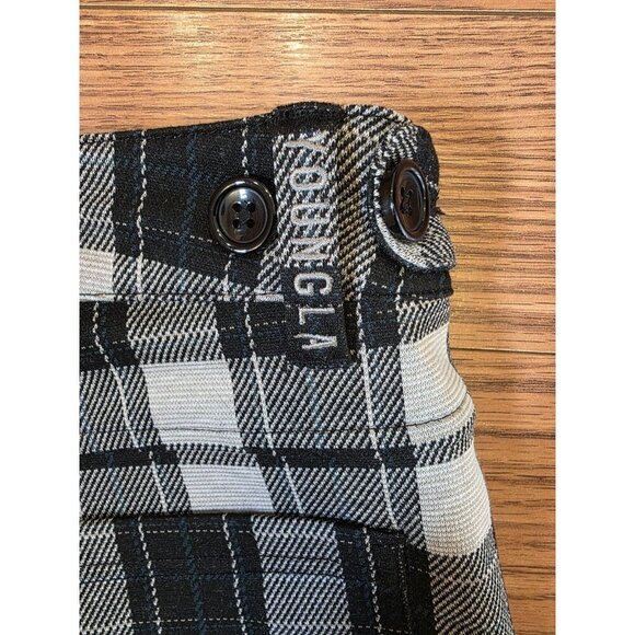 YoungLA Dapper Dress Pants Mens 30x30 Black Plaid Adjustable Waist 614 Tapered - Picture 8 of 16